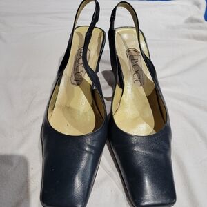 Navy square toe slings.  SIZE 4
